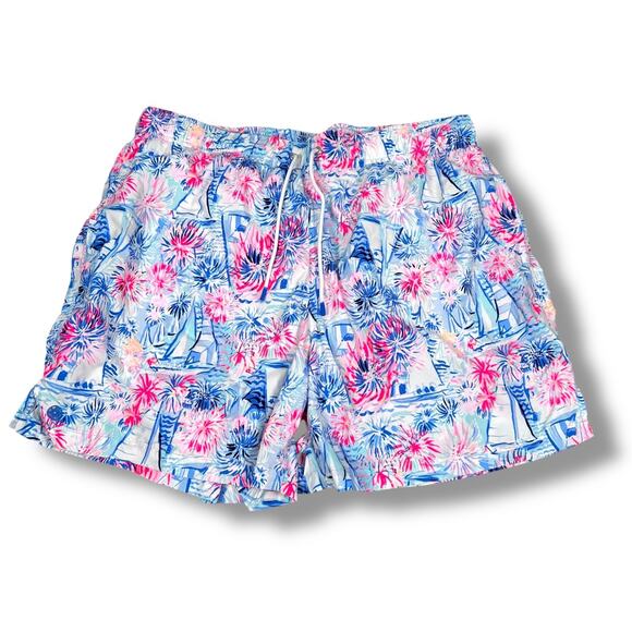 Lilly Pulitzer Capri Swim Trunks Shorts Mens XL Boca Blue Its a Sailabration New - Picture 1 of 9